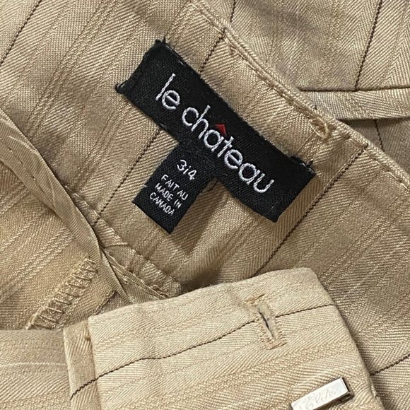 Le Chateau Beige Pin Stripe Flare Pants - Picture 3 of 4